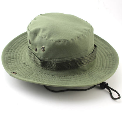 Outdoor Sun Protection Fashion Round Edge Cotton Woven Bucket Hat For Hiking Jungle Desert