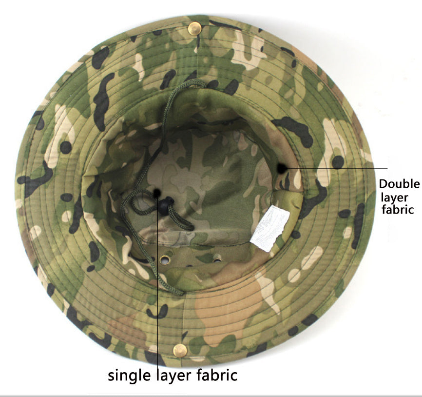 Outdoor Sun Protection Fashion Round Edge Cotton Woven Bucket Hat For Hiking Jungle Desert
