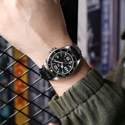 Men Casual Sport Military Quartz Calendar Wrist Watch for Man Business Leather Waterproof Male Clock Relogio (without box)
