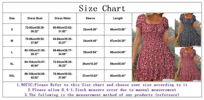 Dresses On Sale Clearance Women'S Dress Floral Print High Waist Dresses Puff Sleeves Retro Sexy Casual Tunic Woman Clothing