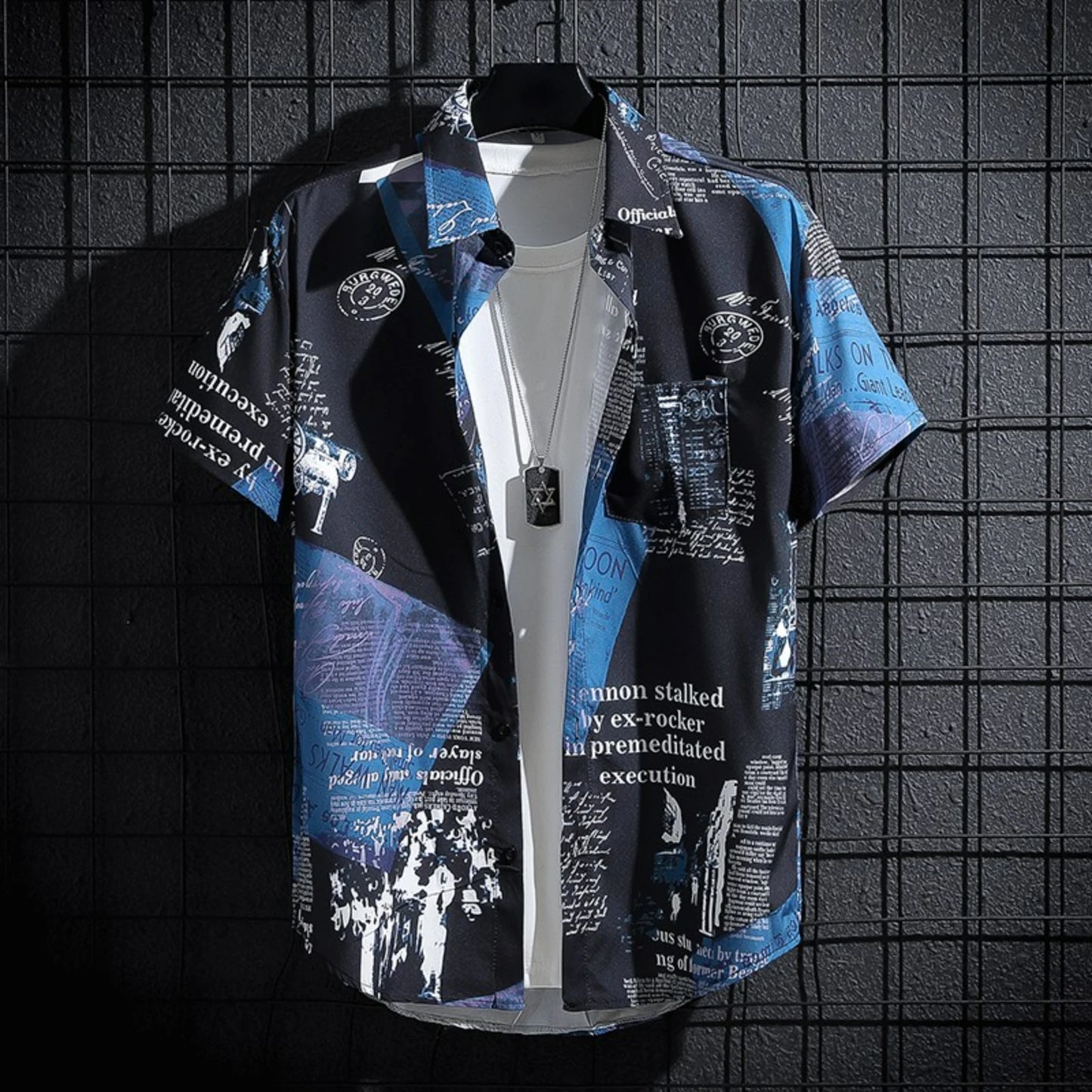 Men's Printed Shirt Seaside Vacation Casual Top Large Size Oversized Beach Clothing