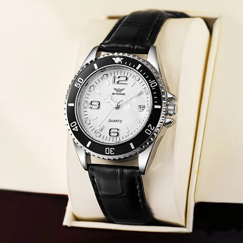 Men Casual Sport Military Quartz Calendar Wrist Watch for Man Business Leather Waterproof Male Clock Relogio (without box)