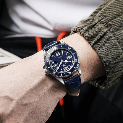 Men Casual Sport Military Quartz Calendar Wrist Watch for Man Business Leather Waterproof Male Clock Relogio (without box)
