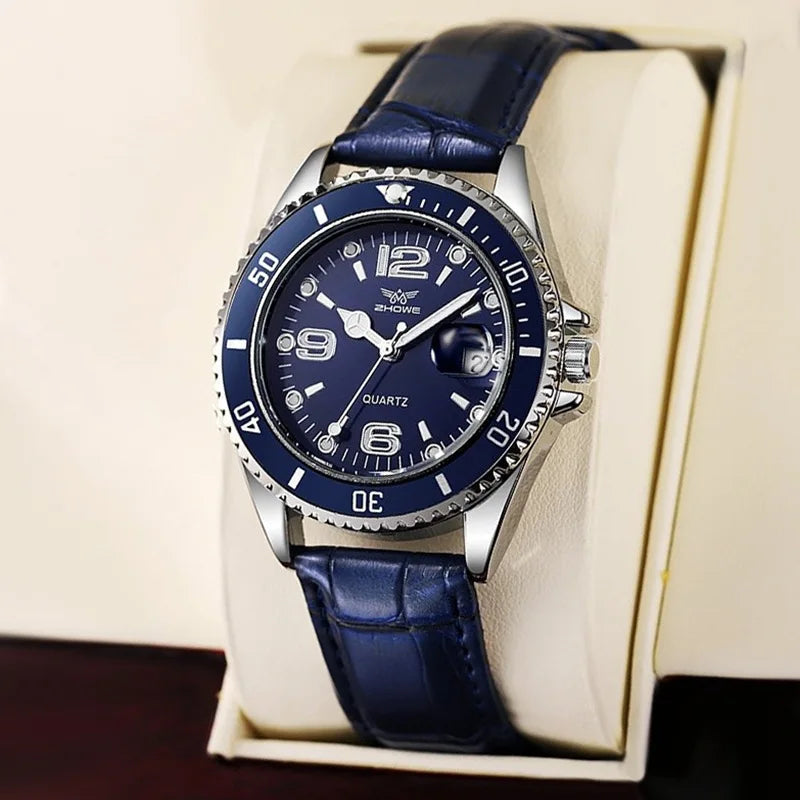 Men Casual Sport Military Quartz Calendar Wrist Watch for Man Business Leather Waterproof Male Clock Relogio (without box)