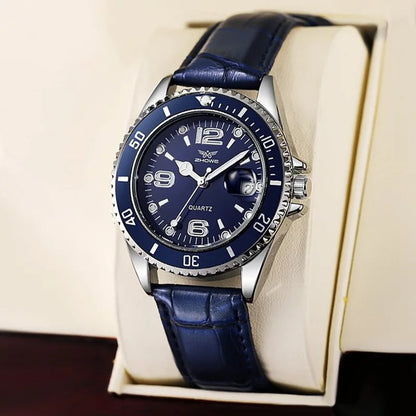 Men Casual Sport Military Quartz Calendar Wrist Watch for Man Business Leather Waterproof Male Clock Relogio (without box)