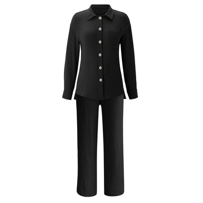 Two Piece Women Summer Outfit Muslin Blouse And Pants 2 Piece Clothing Elegant Beach Holiday Women Set Female Top Loose Suit