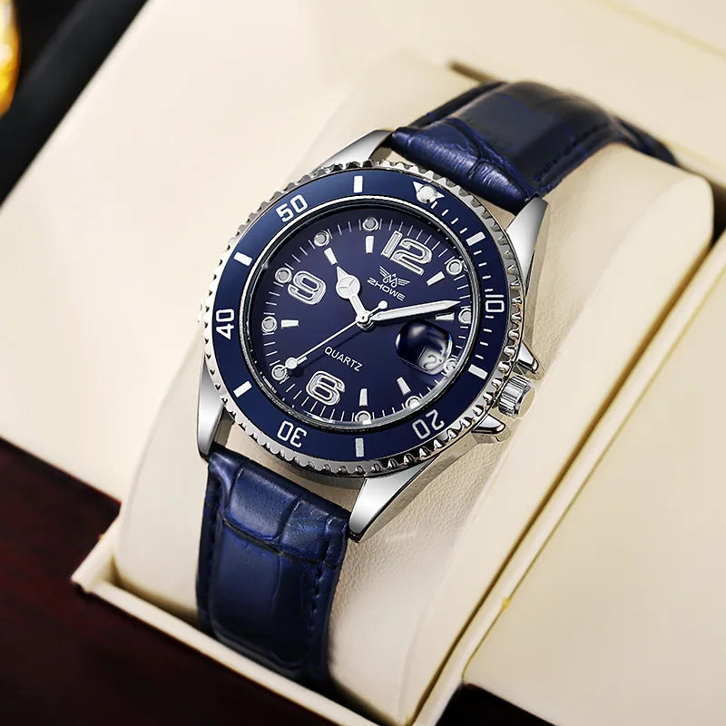 Men Casual Sport Military Quartz Calendar Wrist Watch for Man Business Leather Waterproof Male Clock Relogio (without box)