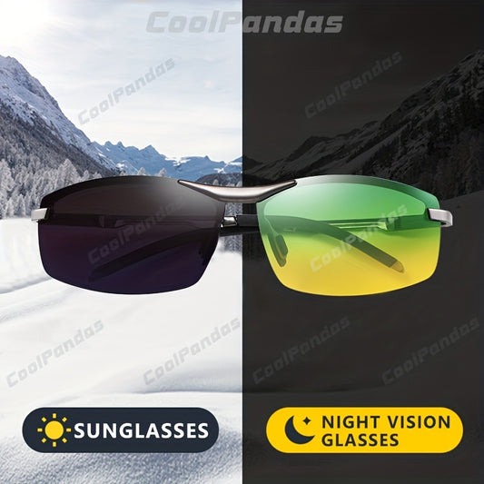 UV400 Dual-Vision Photochromic Polarized Sunglasses: Day & Night Protection for Men & Women