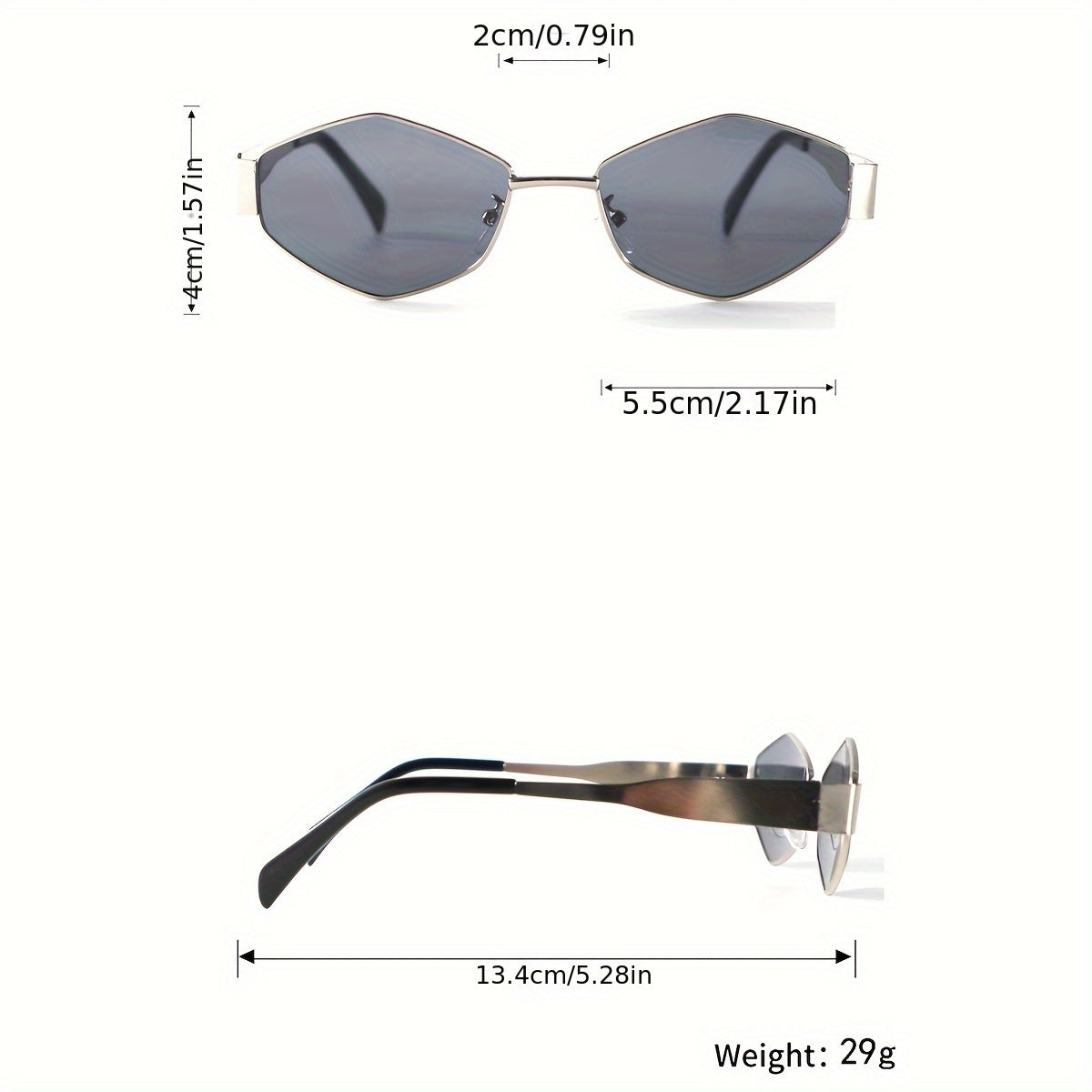 [Silvery-gray Diamond-shaped Travel Sunglasses] A Pair Of Elegant And Stylish Silvery-gray Geometric Diamond-shaped Sunglasses With A Golden Touch, Suitable For Traveling And Vacation Outfits, Making The Face Look Smaller And