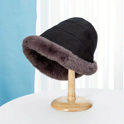 Thickened Faux Fur Winter Bucket Hat, Thermal Fisherman Warmer Hat with Ear Protection for Women, Xmas Gift