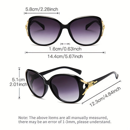 Round Fashion Sunglasses For Women Gradient Lens Metal Fox Decor Glasses Casual Outdoor Eyewear For Travel Beach