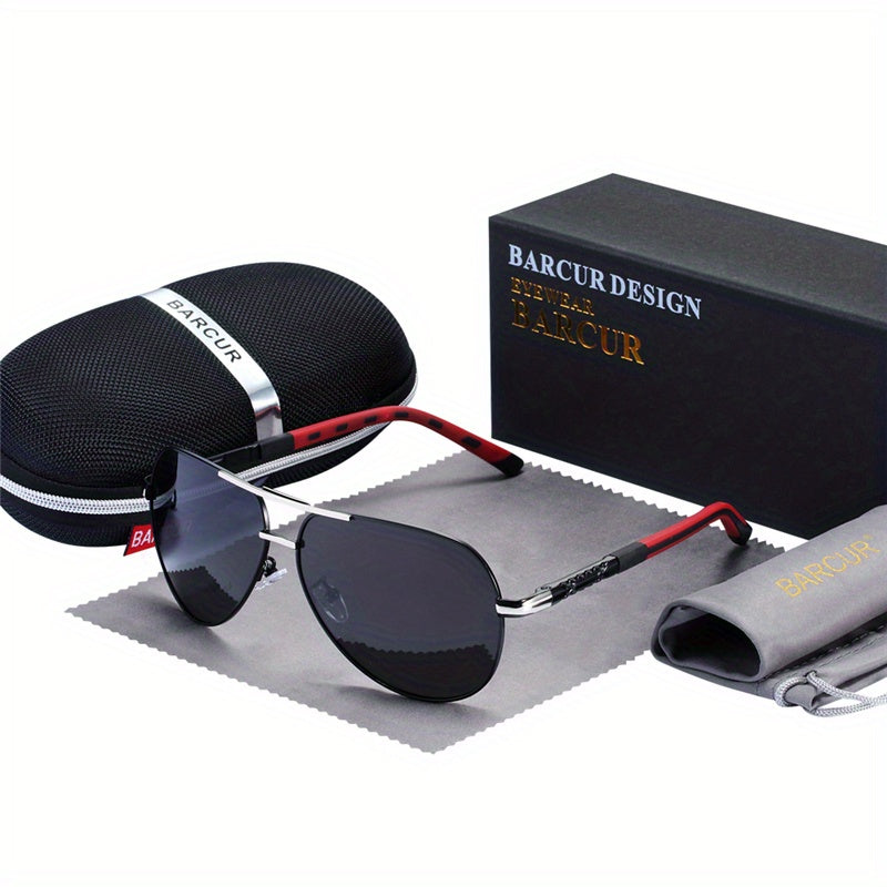 BARCUR Retro Men's Sunglasses Polarized Sunglasses Driving Eyewear UV Protection Protective Sunglasses, ideal choice for gifts
