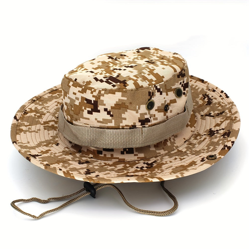 Outdoor Sun Protection Fashion Round Edge Cotton Woven Bucket Hat For Hiking Jungle Desert