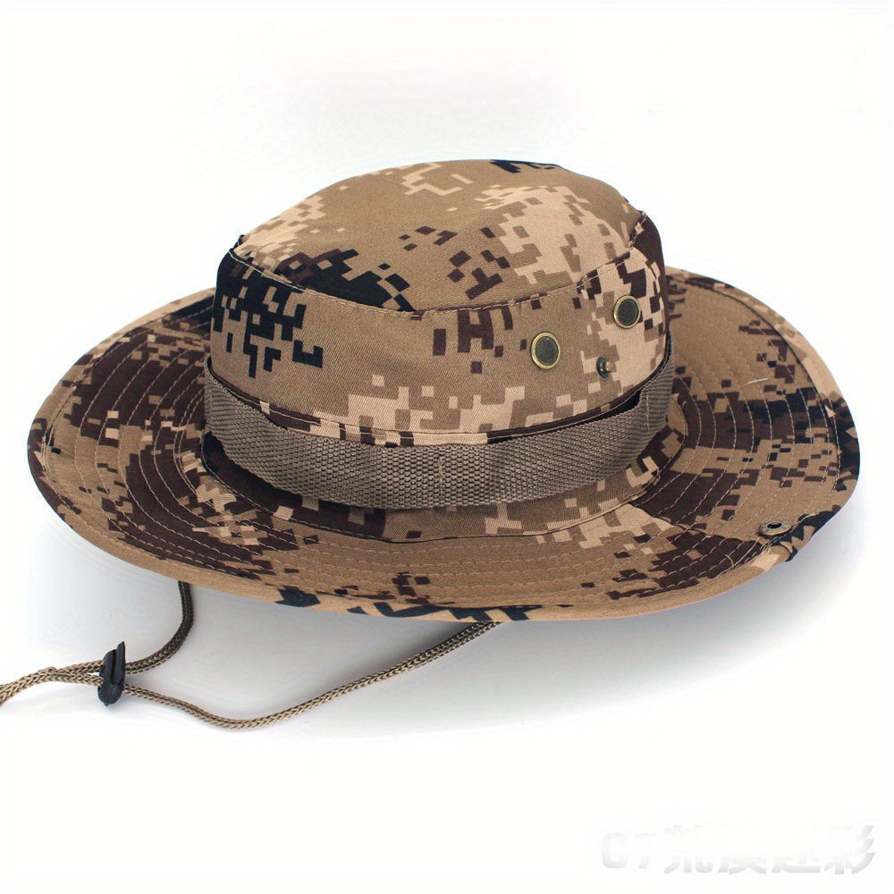 Outdoor Sun Protection Fashion Round Edge Cotton Woven Bucket Hat For Hiking Jungle Desert