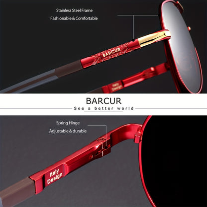 BARCUR Retro Men's Sunglasses Polarized Sunglasses Driving Eyewear UV Protection Protective Sunglasses, ideal choice for gifts