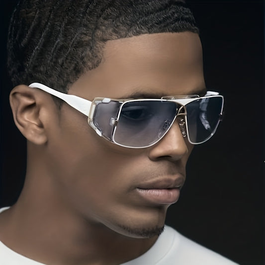 1pc Men's Retro Punk Metal Sunglasses, Dustproof Lens, Fashion Sunglasses with Glasses Case