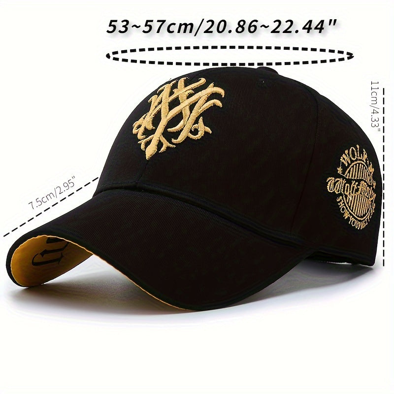 1pc Fashionable Men's Embroidered Baseball Cap - Stylish Duck Tongue Design, Breathable, Adjustable, Perfect for Outdoor Sports, Fishing, Hiking, and Casual Wear - Simple, Classic, and Versatile Sun Hat