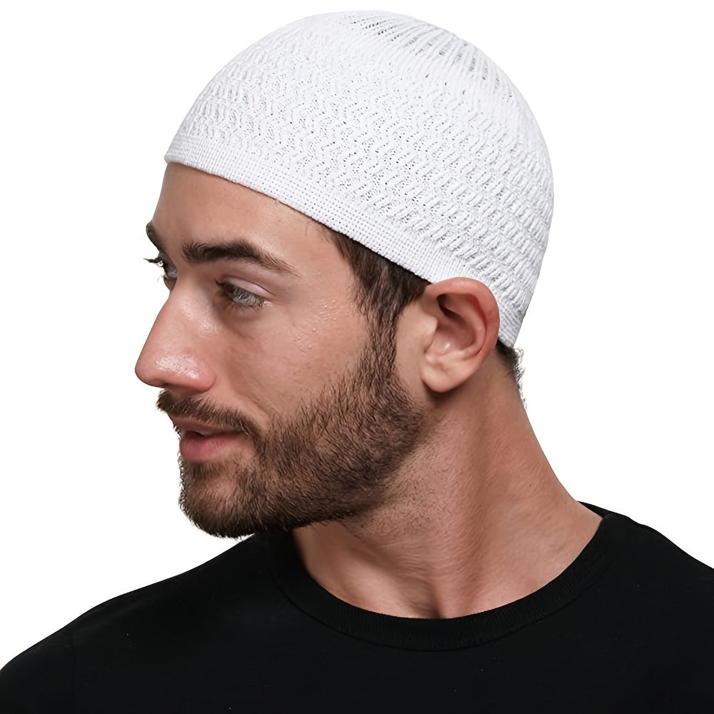 European And American Spring And Autumn Knitted Hat, Unisex Wavy Jacquard Unisex Dome Warm Beanie Cap, Muslim Pullover Knitted Hat, Ideal Choice For Gifts