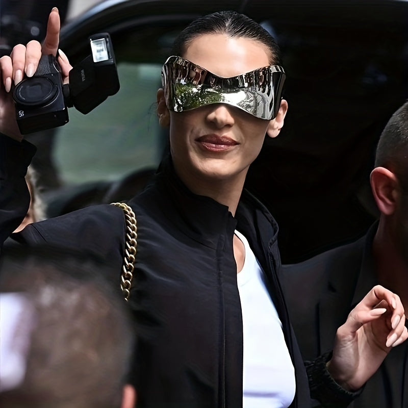 Windproof Frameless One-piece Sunglasses For Women European And American Personality Sports Glasses Punk Mask Fashion Y2K Cycling Sunglasses