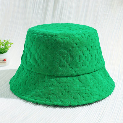 Plaid Embossed Bucket Hat Solid Color Trendy Casual Basin Hat Unisex Couple Fisherman Cap For Women Men