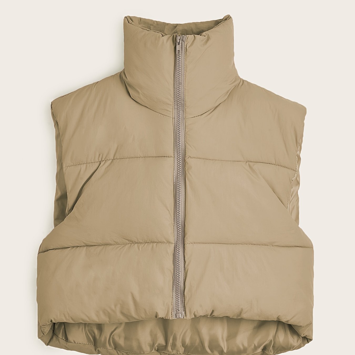Lightweight Zip Up Vest Coat, Solid Sleeveless Thermal Vest Coat For Fall & Winter, Women's Clothing