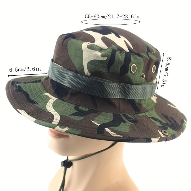Outdoor Sun Protection Fashion Round Edge Cotton Woven Bucket Hat For Hiking Jungle Desert