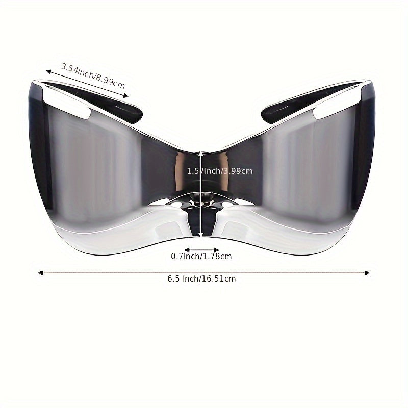 Windproof Frameless One-piece Sunglasses For Women European And American Personality Sports Glasses Punk Mask Fashion Y2K Cycling Sunglasses