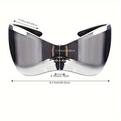 Windproof Frameless One-piece Sunglasses For Women European And American Personality Sports Glasses Punk Mask Fashion Y2K Cycling Sunglasses