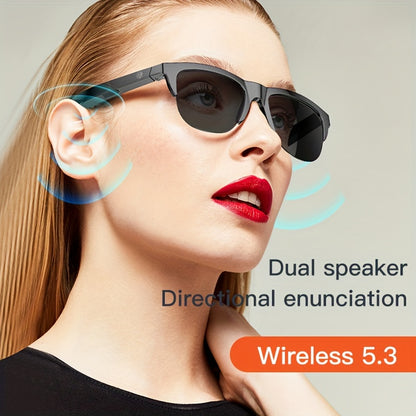 New Smart Wireless V5.3 Sunglasses, Multifunctional Glasses, Wireless Calls, Music Playback, Outdoor Sports Headphones, Rechargeable HIFI Sound Quality, HD Lenses, Black Technology, Unisex, Touch, Long Battery Life, UV Protec