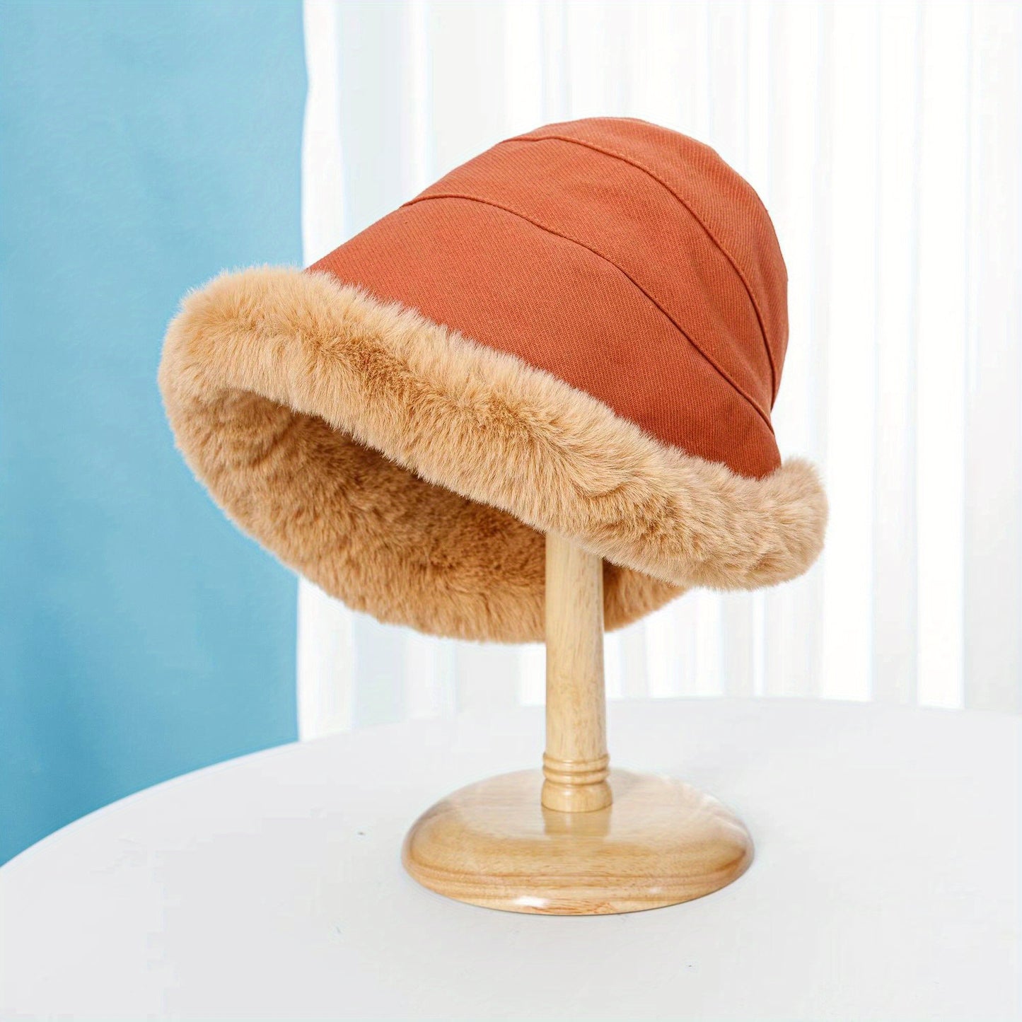 Thickened Faux Fur Winter Bucket Hat, Thermal Fisherman Warmer Hat with Ear Protection for Women, Xmas Gift