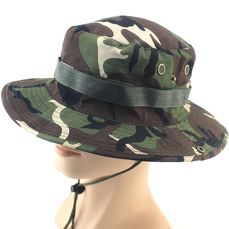 Outdoor Sun Protection Fashion Round Edge Cotton Woven Bucket Hat For Hiking Jungle Desert