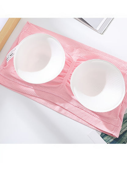 Plus Size Removable Padding Bandeau Bra, Women's Plus Non Underwire Double Layer Anti-glare Bra