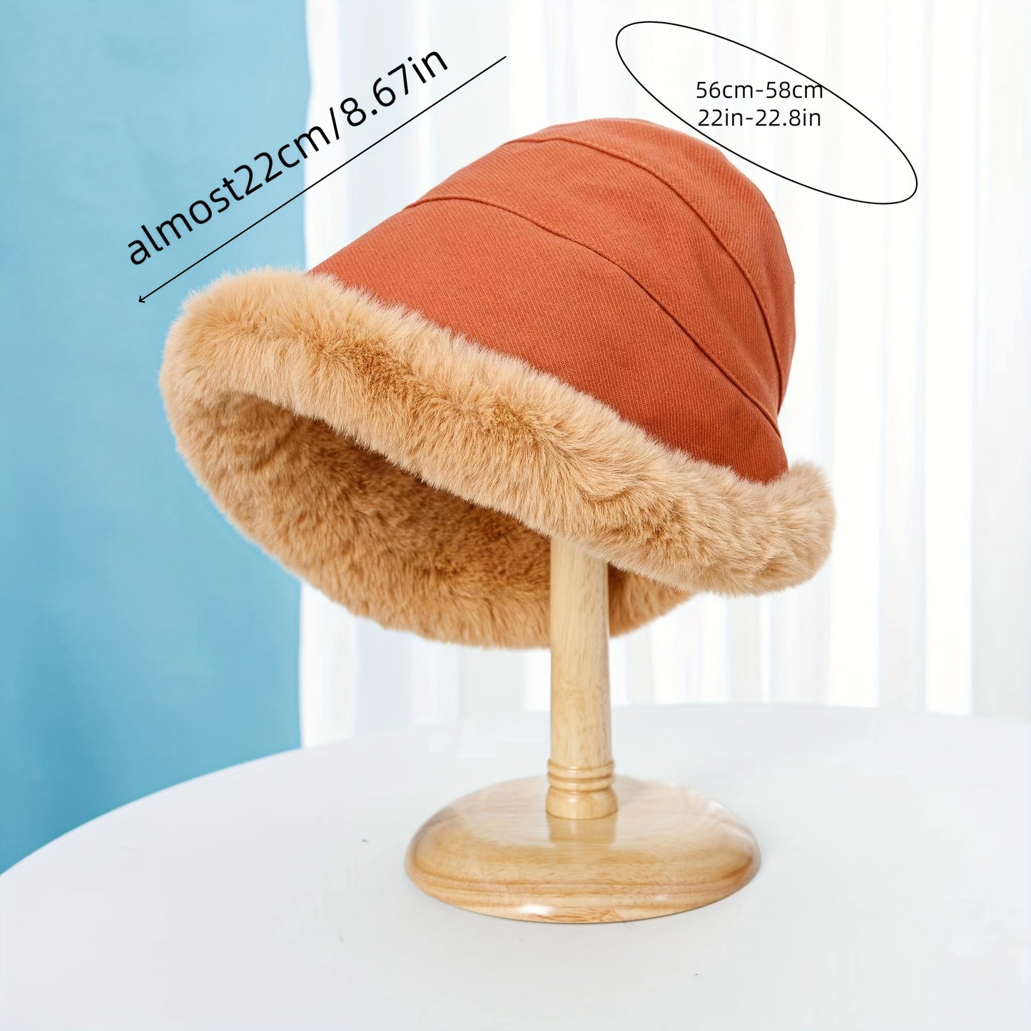 Thickened Faux Fur Winter Bucket Hat, Thermal Fisherman Warmer Hat with Ear Protection for Women, Xmas Gift