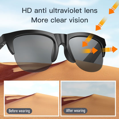 New Smart Wireless V5.3 Sunglasses, Multifunctional Glasses, Wireless Calls, Music Playback, Outdoor Sports Headphones, Rechargeable HIFI Sound Quality, HD Lenses, Black Technology, Unisex, Touch, Long Battery Life, UV Protec