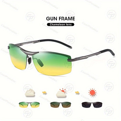 UV400 Dual-Vision Photochromic Polarized Sunglasses: Day & Night Protection for Men & Women