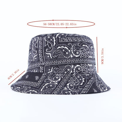 1pc Retro European And American Style Fashion Trendy Printed Cashew Bucket Hat Outdoor Travel Sun Hat Double-sided Wearable Basin Hat, Ideal Choice For Gifts