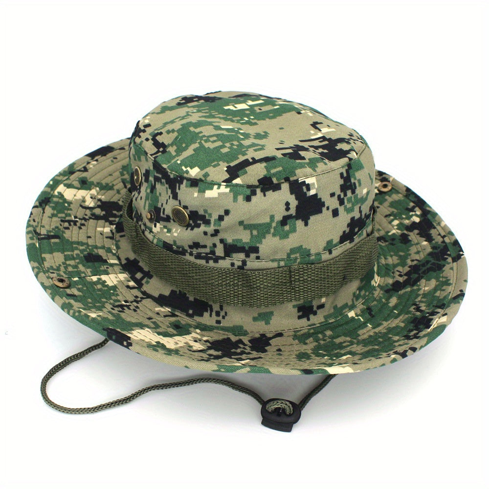 Outdoor Sun Protection Fashion Round Edge Cotton Woven Bucket Hat For Hiking Jungle Desert
