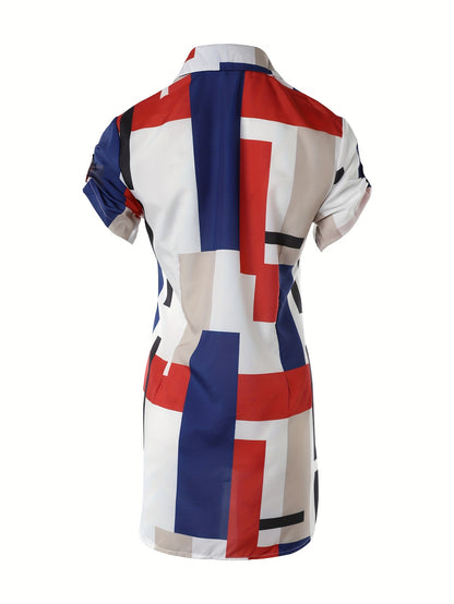 Women's Dresses Multicolor Floral Print Mondrian Dresses