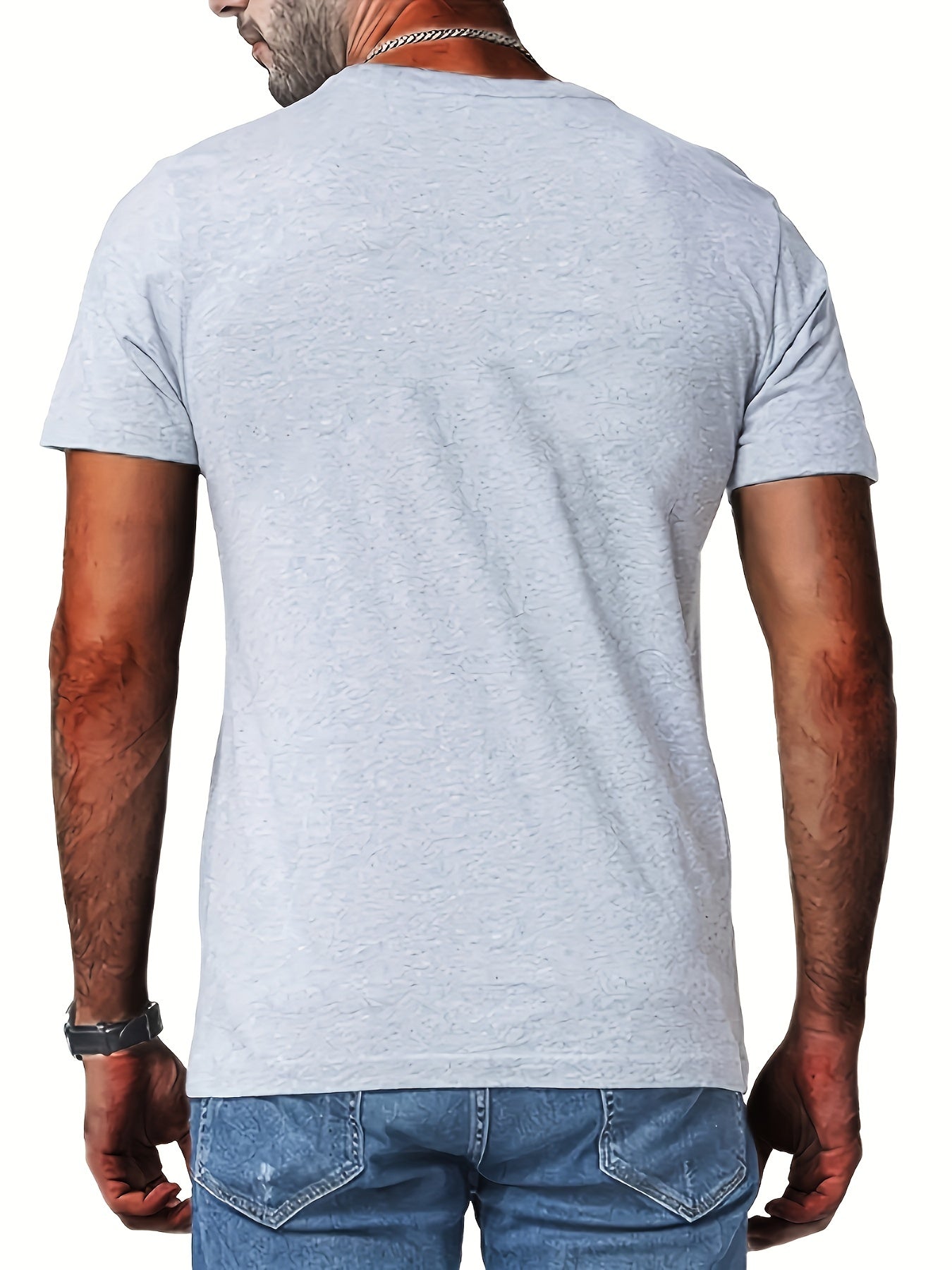 Men's "Tattooed & Employed" Print T-shirt, Casual Comfy Slightly Stretch Crew Neck Tee, Men's Clothing For Summer Outdoor