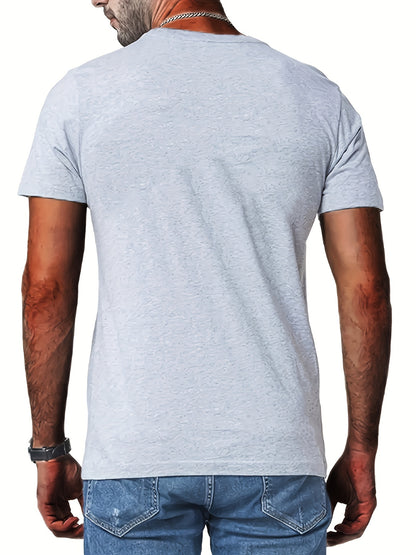 Men's "Tattooed & Employed" Print T-shirt, Casual Comfy Slightly Stretch Crew Neck Tee, Men's Clothing For Summer Outdoor