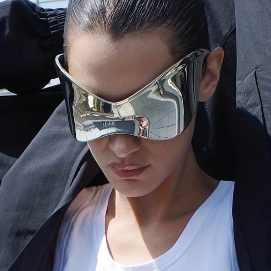 Windproof Frameless One-piece Sunglasses For Women European And American Personality Sports Glasses Punk Mask Fashion Y2K Cycling Sunglasses