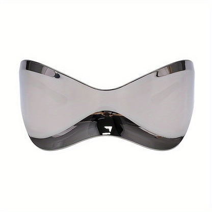 Windproof Frameless One-piece Sunglasses For Women European And American Personality Sports Glasses Punk Mask Fashion Y2K Cycling Sunglasses