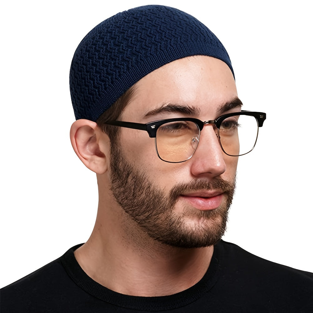 European And American Spring And Autumn Knitted Hat, Unisex Wavy Jacquard Unisex Dome Warm Beanie Cap, Muslim Pullover Knitted Hat, Ideal Choice For Gifts