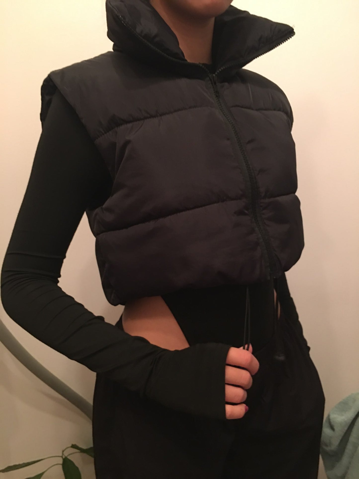 Lightweight Zip Up Vest Coat, Solid Sleeveless Thermal Vest Coat For Fall & Winter, Women's Clothing