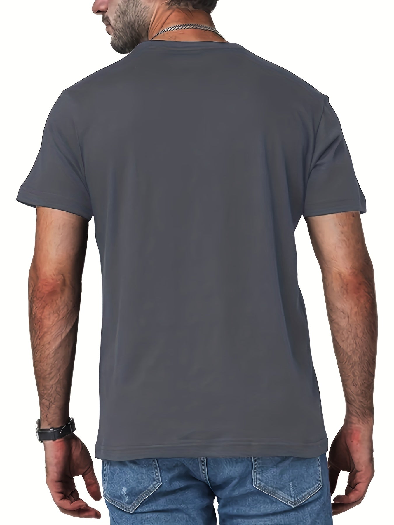 Men's "Tattooed & Employed" Print T-shirt, Casual Comfy Slightly Stretch Crew Neck Tee, Men's Clothing For Summer Outdoor