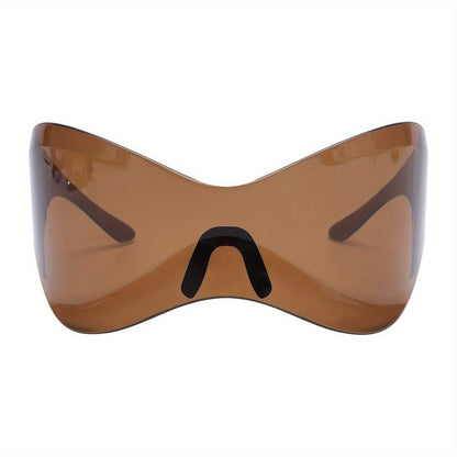 Windproof Frameless One-piece Sunglasses For Women European And American Personality Sports Glasses Punk Mask Fashion Y2K Cycling Sunglasses