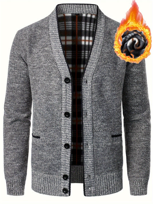 Cozy V-Neck Cardigan Sweater - Soft Knit, Casual, Fall and Winter Essential, Best Selling Men's Clothing for Cold Weather