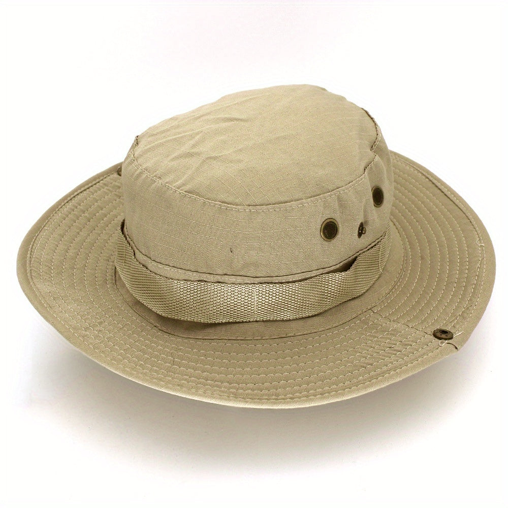 Outdoor Sun Protection Fashion Round Edge Cotton Woven Bucket Hat For Hiking Jungle Desert